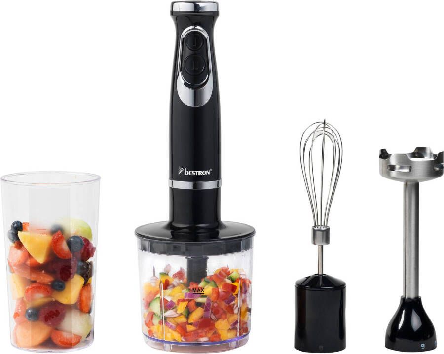 Bestron Staafmixer Set. Hakmolen, klopper+maatbeker 600W