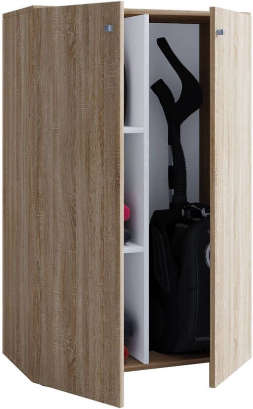 Hioshop Lona Mini Universele Kast, Schoonmaakkast 2 Deuren Sonoma Eiken Decor.