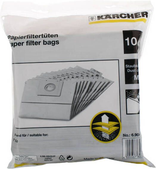 Karcher Papieren filterzakken klasse M voor T 12/1 10st Kärcher