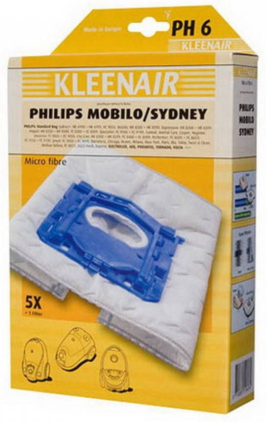 Kleenair 5 Stofzuigerzakken Philips S bag + 1 Filter online kopen