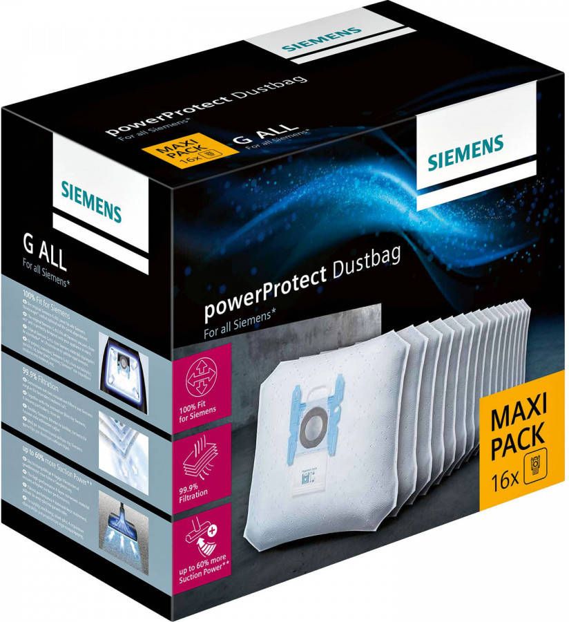 SIEMENS Stofzak VZ16GALL PowerProtect stofzakken(16 stofzakken met sluiting)(set, 1 stuk )