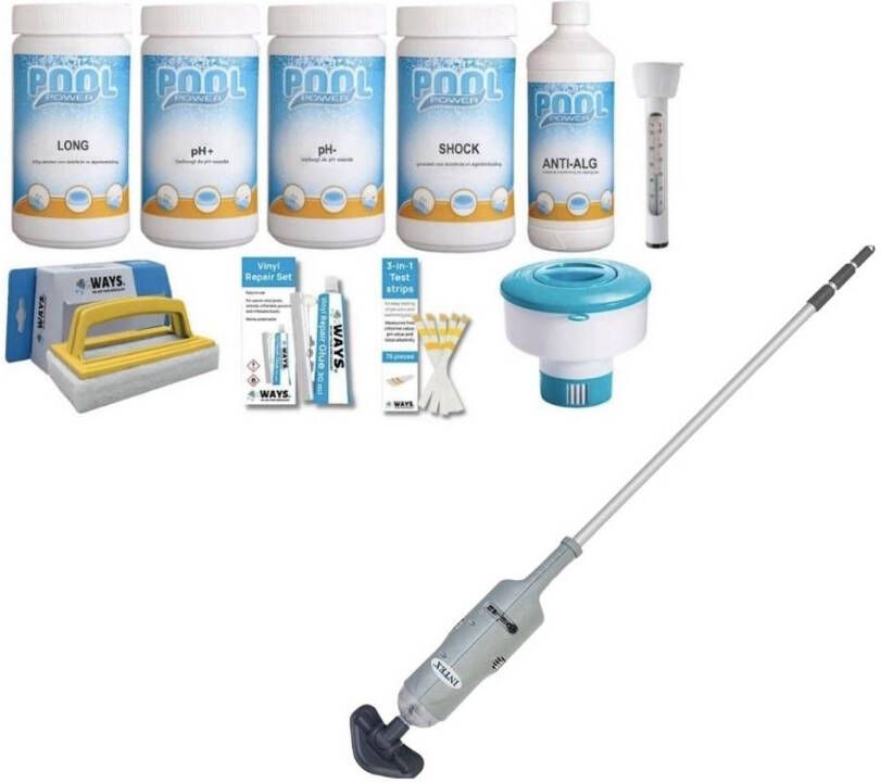 Merkloos Ways Zwembad Onderhoud Pakket Large Deluxe & Zwembadstofzuiger