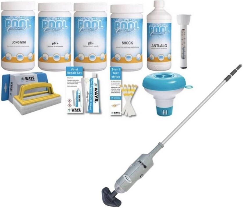 Merkloos Ways Zwembad Onderhoud Pakket Medium Deluxe & Zwembadstofzuiger