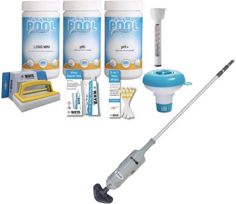 Merkloos Ways Zwembad Onderhoud Pakket Medium & Zwembadstofzuiger