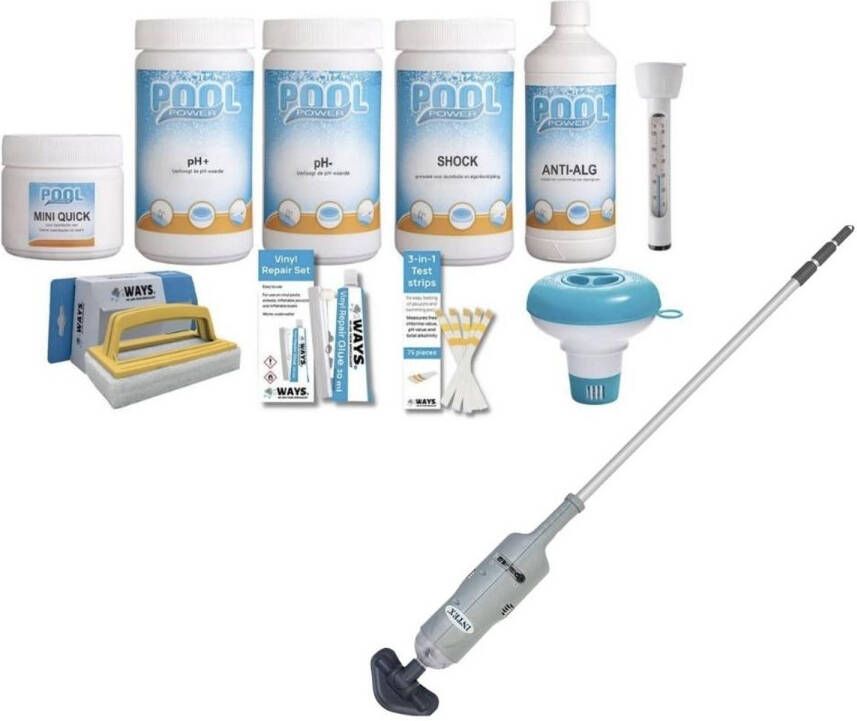 Merkloos Ways Zwembad Onderhoud Pakket Small Deluxe & Zwembadstofzuiger