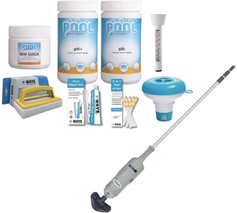 Merkloos Ways Zwembad Onderhoud Pakket Small & Zwembadstofzuiger