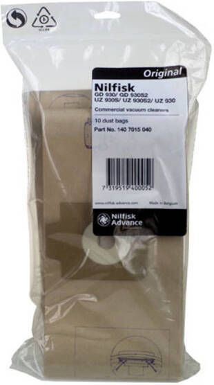 Synthetische stofzuigerzak VP930 en GD930