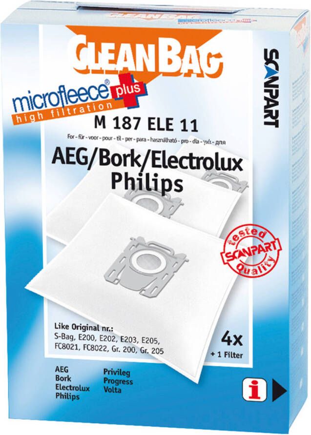 Cleanbag 2682241187 stofzuigerzak fleece(doos)S Bag 4st.