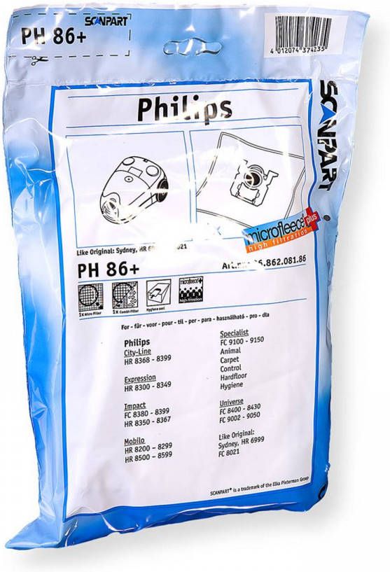 Scanpart Cleanbag Scanpart Stofzuigerzakken PH86+ 4 stuks