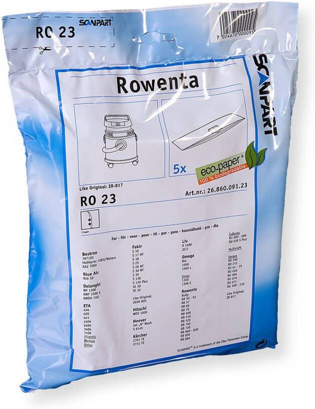 Scanpart 2686009123 stofzuigerzak papier(zakje )