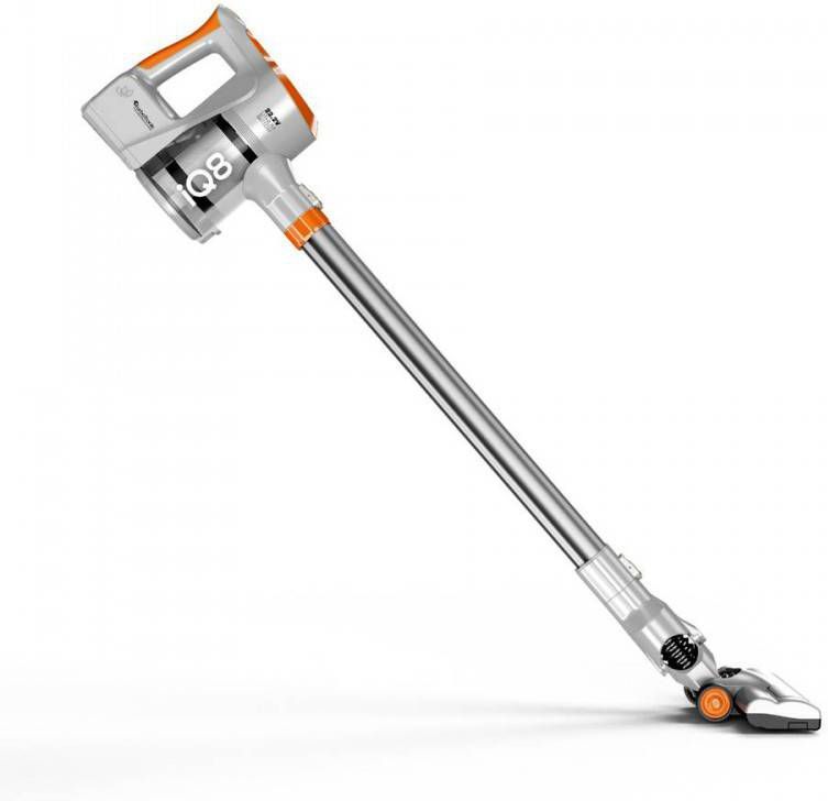 TurboTronic Iq8 Draadloze Steelstofzuiger Met Kruimeldief En Accessoires Zilver/oranje