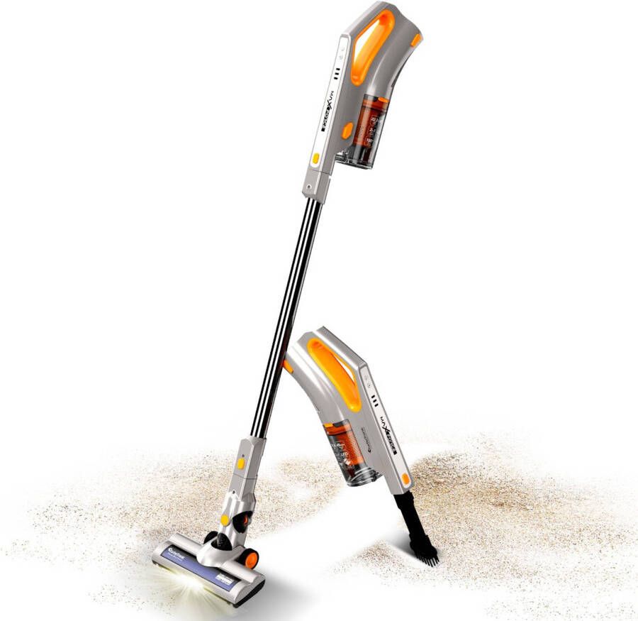 TurboTronic Tt mf5 2 in 1 Draadloze Steelstofzuiger Met Kruimeldief Zilver/oranje