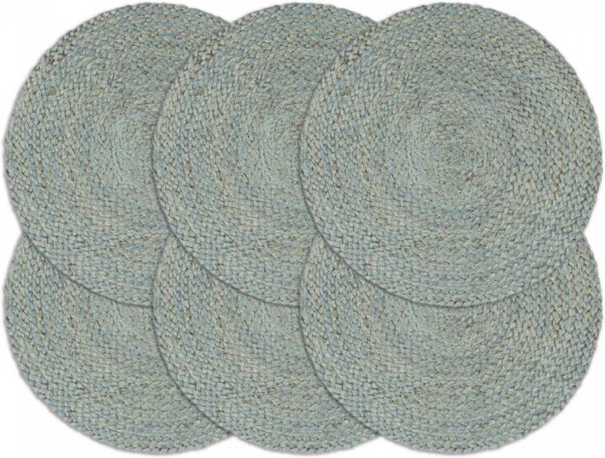 VidaXL Placemats 6 St Rond 38 Cm Jute Olijfgroen