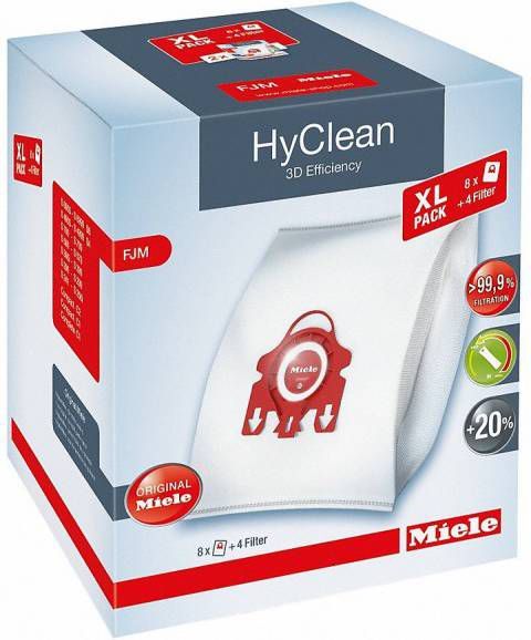 Miele Stofzuigerzak allergy xl pack hyclean 3d + ha50 f j m Stofzak Wit
