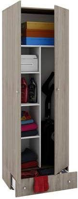 Hioshop Vandol Ii Universele Kast, Schoonmaakkast 2 Deuren En 1 Lade Sonoma Eiken Decor.