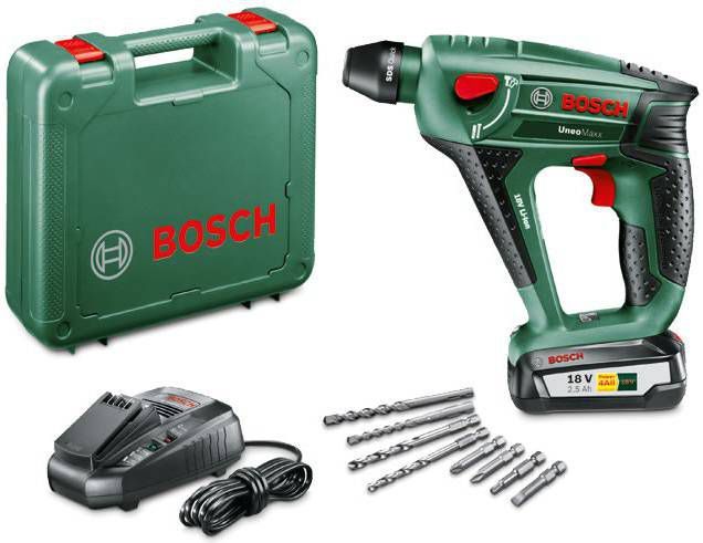 Bosch Uneo Maxx 18V Li Ion accu SDS Quick boorhamer set(1x 2, 5Ah accu)in koffer 0, 6J