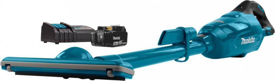 Makita DCL282FRT 18V Li Ion accu steelstofzuiger blauw set(1x 5, 0Ah) 0, 5L koolborstelloos