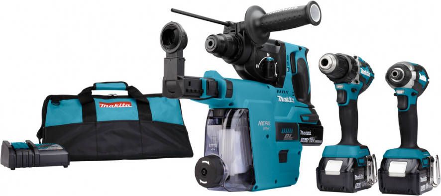 Makita DLX3106TW1 3 delige combiset(2x 5.0Ah accu)in tas