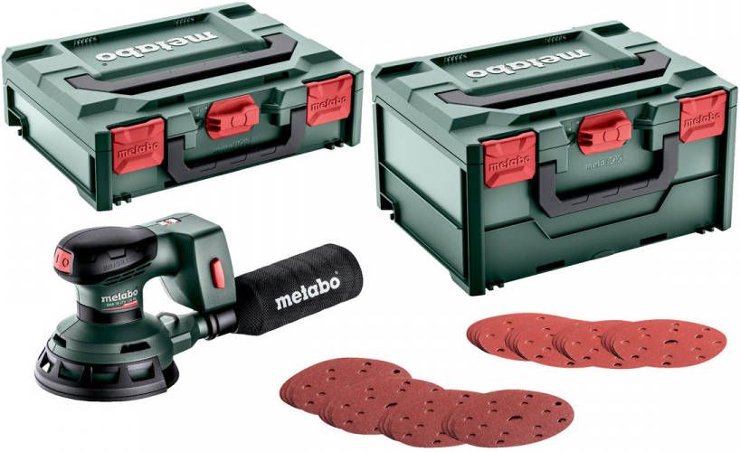 Metabo 691200000 18V Li Ion Accu excentrische schuurmachine body in systainer + 100st. schuurpapier 125mm koolborstelloos