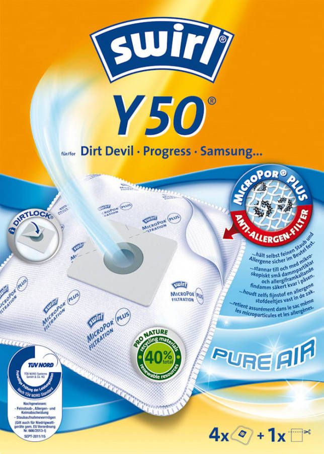 Swirl Stofzak Y 50 voor Dirt Devil, Progress, Samsung en Fakir 4 stuks(set )