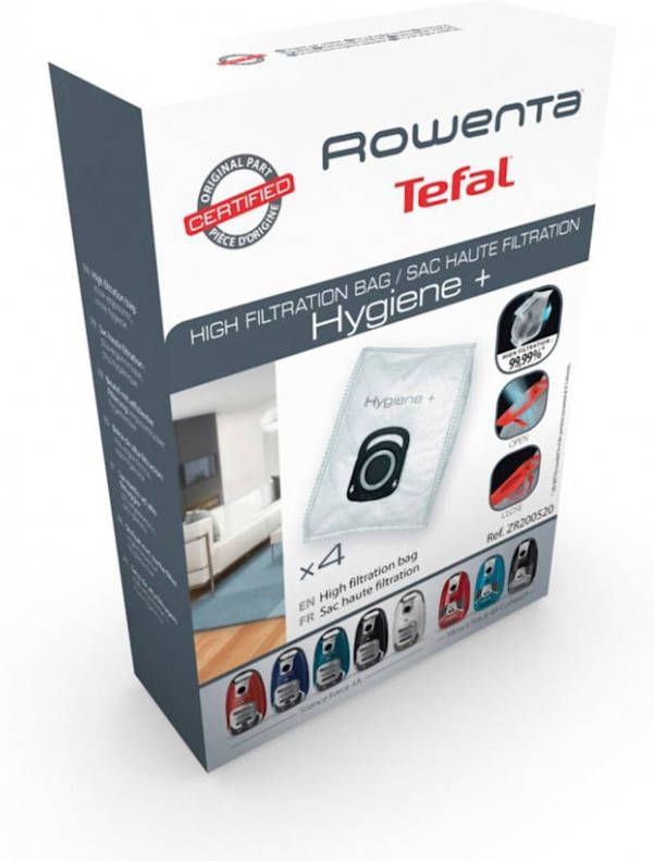 Rowenta Stofzak ZR200520 Hygiene + 4 stuks set, geschikt voor compact power, x trem power en silence force(ro64xx, ro63xx, ro68xx, ro39xx ) online kopen