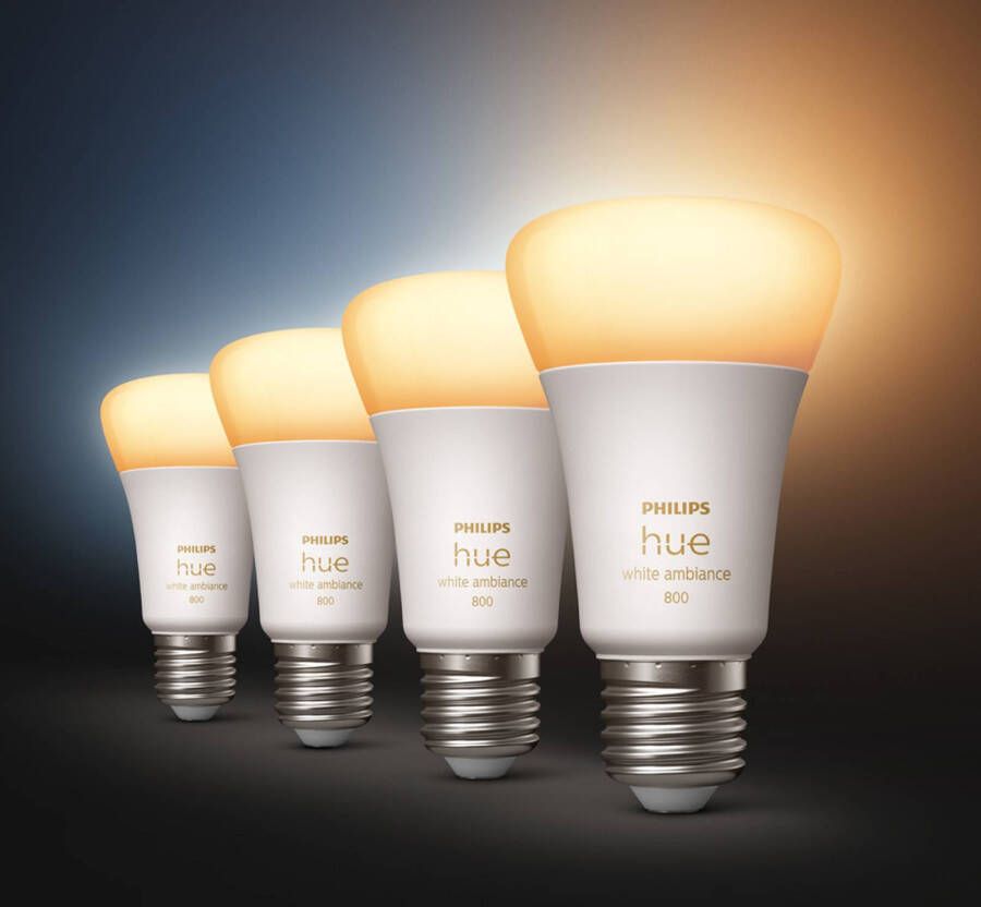 Philips Hue STANDAARDLAMP A60 E27 4 pack WARM TOT KOELWIT LICHT