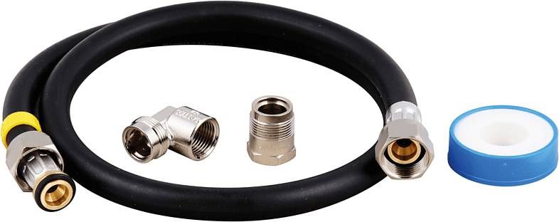 Scanpart gasslang aansluitset 1/2 100cm aluminium(NL)Kookplaat accessoire Zwart