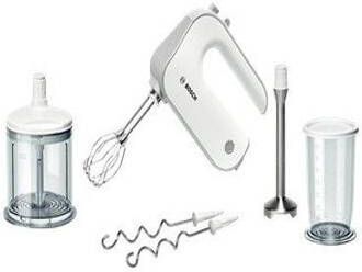 BOSCH Handmixer Styline MFQ4080 5 standen plus turbofunctie, 2 roergardes, 2 edelstalen deeghaken, universele versnipperaar, pureerstaaf, wit/zilver