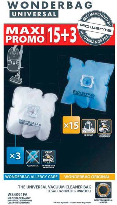 Rowenta 2681009095 stofzuigerzak fleece(doos)Wonderbag 15+3st.